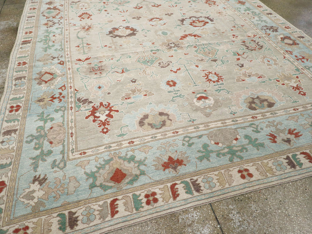 Contemporary Turkish Oushak Room Size Carpet, No.31013 - Staging