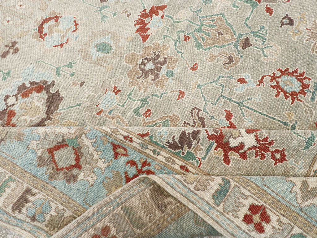 Contemporary Turkish Oushak Room Size Carpet, No.31013 - Staging