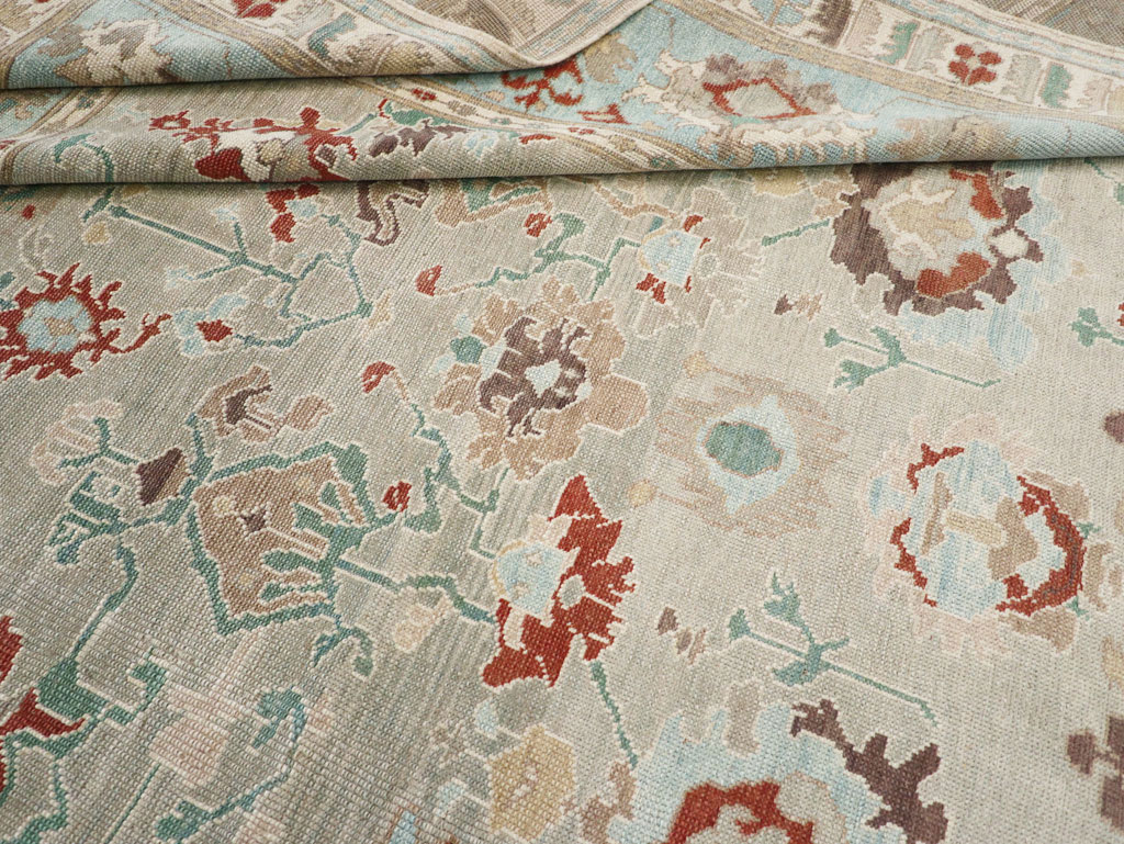 Contemporary Turkish Oushak Room Size Carpet, No.31013 - Staging