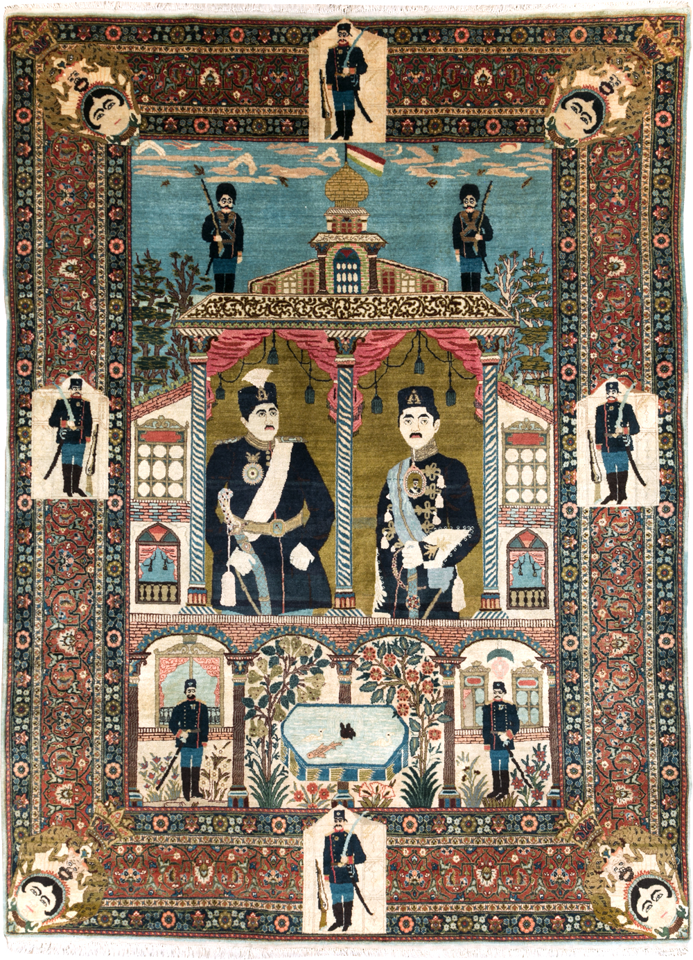 Antique Persian Pictorial Tabriz Rug, No.31017 - Staging