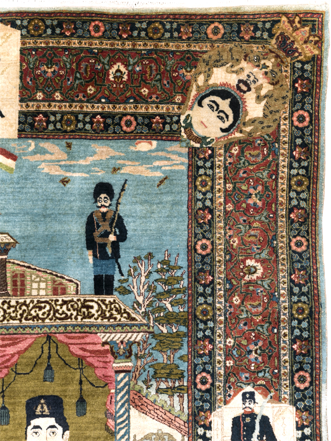 Antique Persian Pictorial Tabriz Rug, No.31017 - Staging