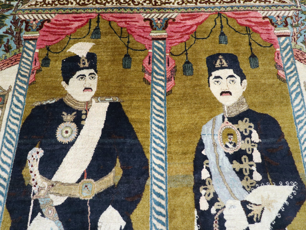 Antique Persian Pictorial Tabriz Rug, No.31017 - Staging