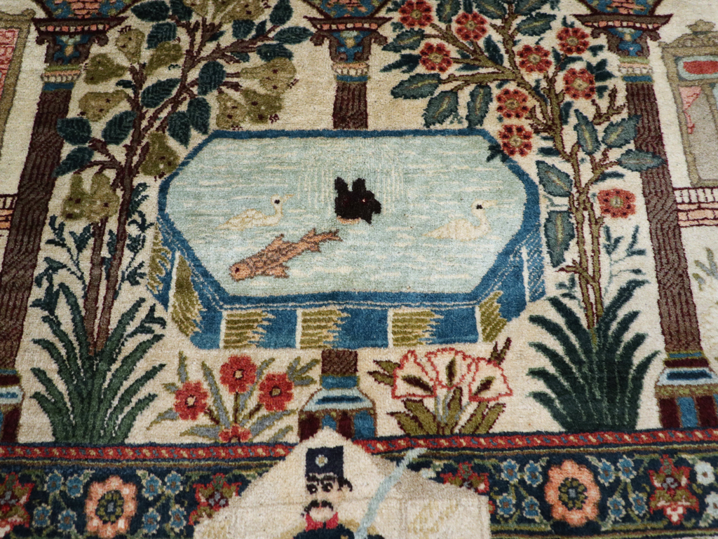 Antique Persian Pictorial Tabriz Rug, No.31017 - Staging