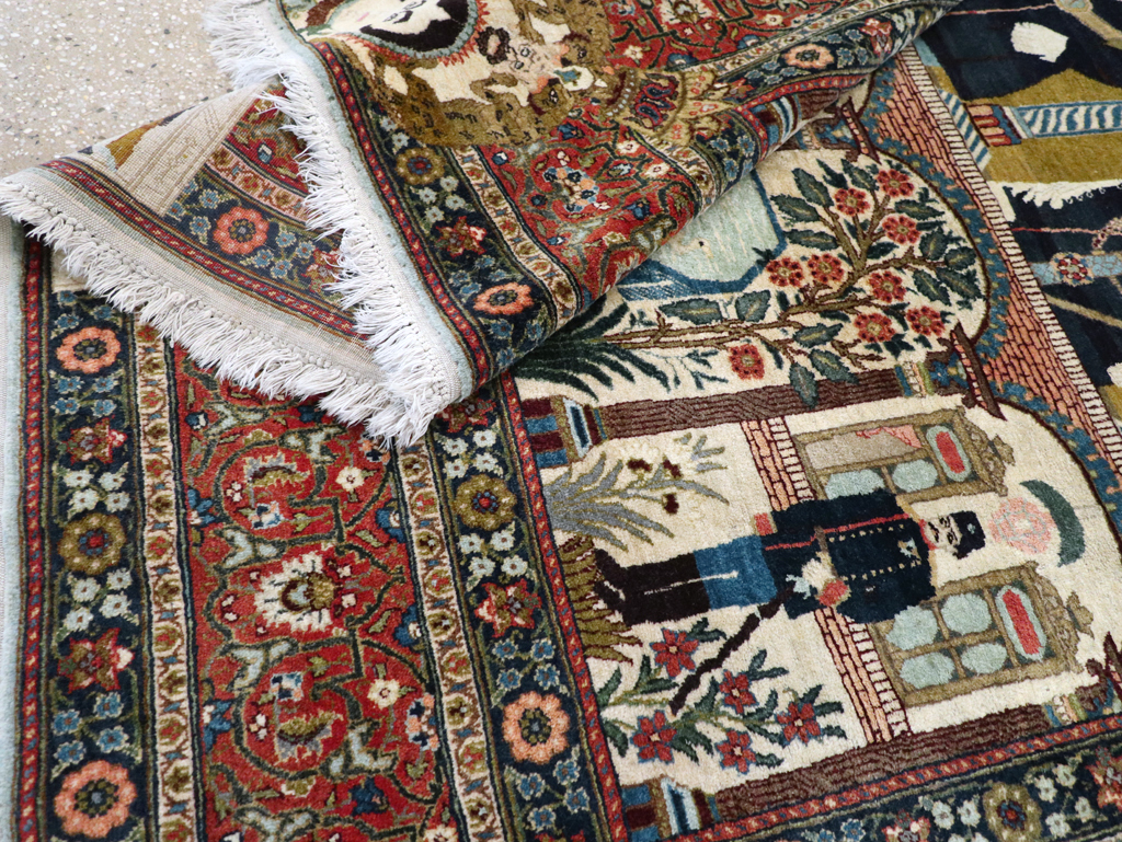 Antique Persian Pictorial Tabriz Rug, No.31017 - Staging