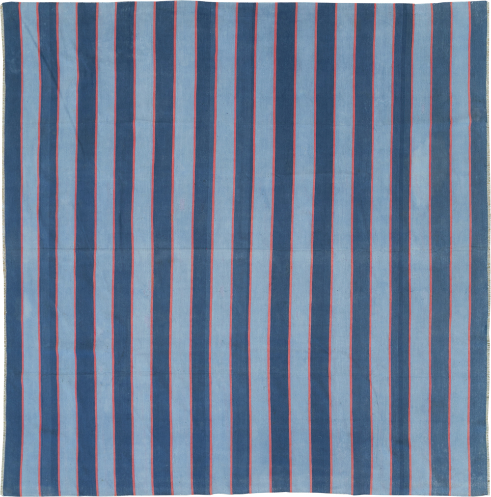 Vintage Indian Flatweave Dhurrie Square Rug, No.31023 - Staging