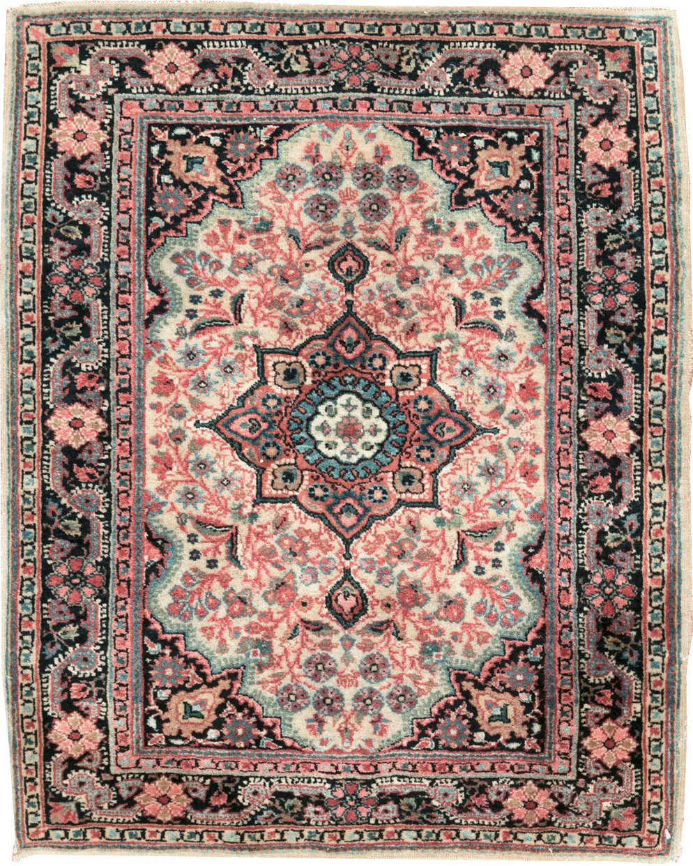 Vintage Persian Sarouk Throw Rug, No.31025 - Staging
