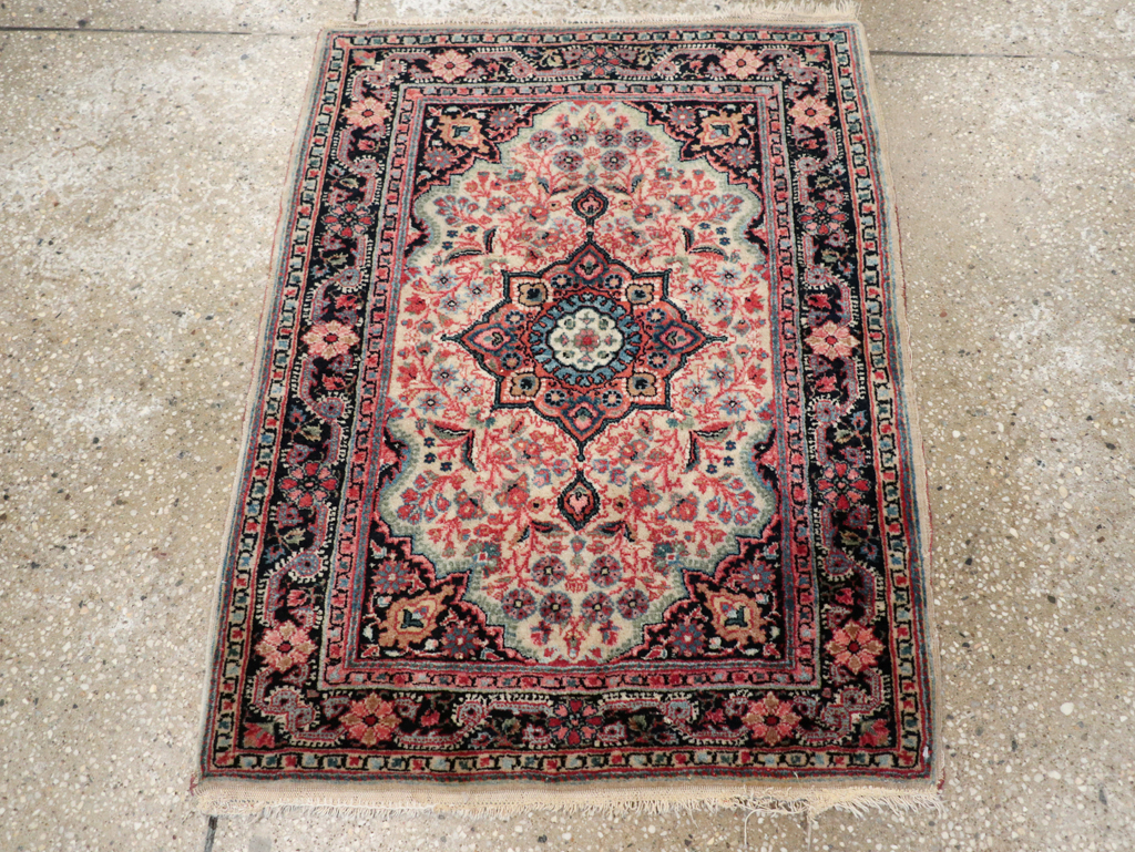 Vintage Persian Sarouk Throw Rug, No.31025 - Staging