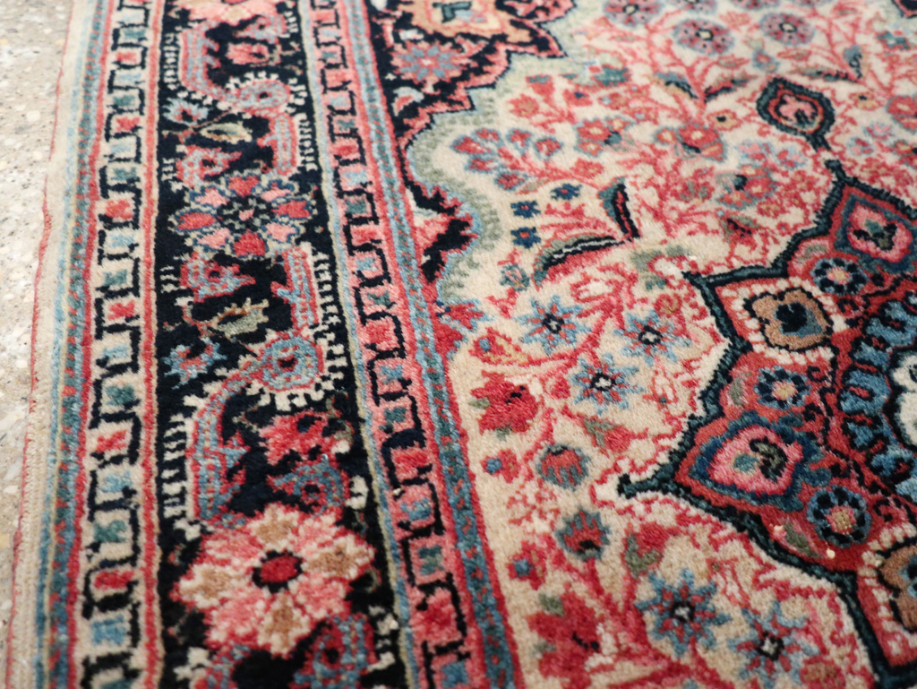 Vintage Persian Sarouk Throw Rug, No.31025 - Staging