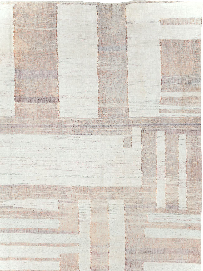 Vintage Turkish Flatweave Kilim Large Room Size Carpet, No.31032 - Staging