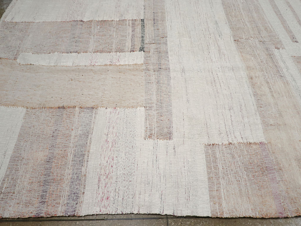 Vintage Turkish Flatweave Kilim Large Room Size Carpet, No.31032 - Staging