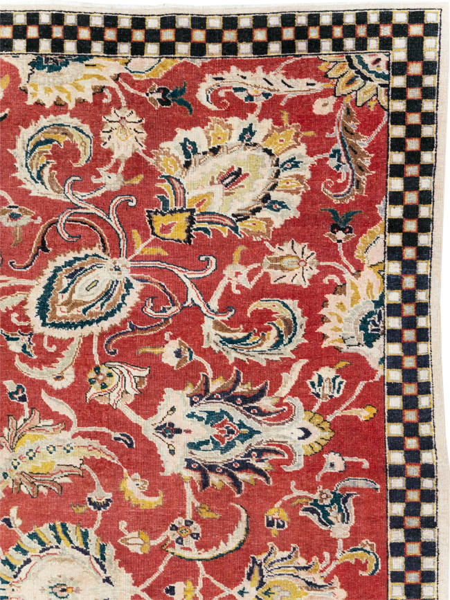 Vintage Persian Tabriz Room Size Carpet, No.31034 - Staging