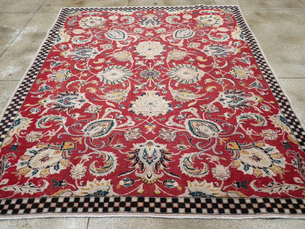 Vintage Persian Tabriz Room Size Carpet, No.31034 - Staging