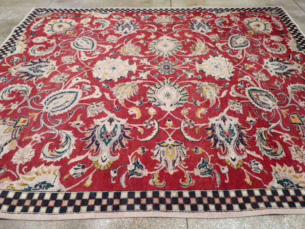 Vintage Persian Tabriz Room Size Carpet, No.31034 - Staging