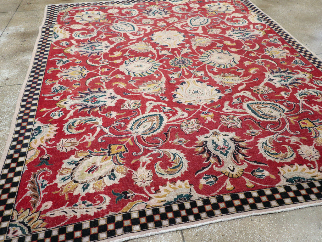 Vintage Persian Tabriz Room Size Carpet, No.31034 - Staging