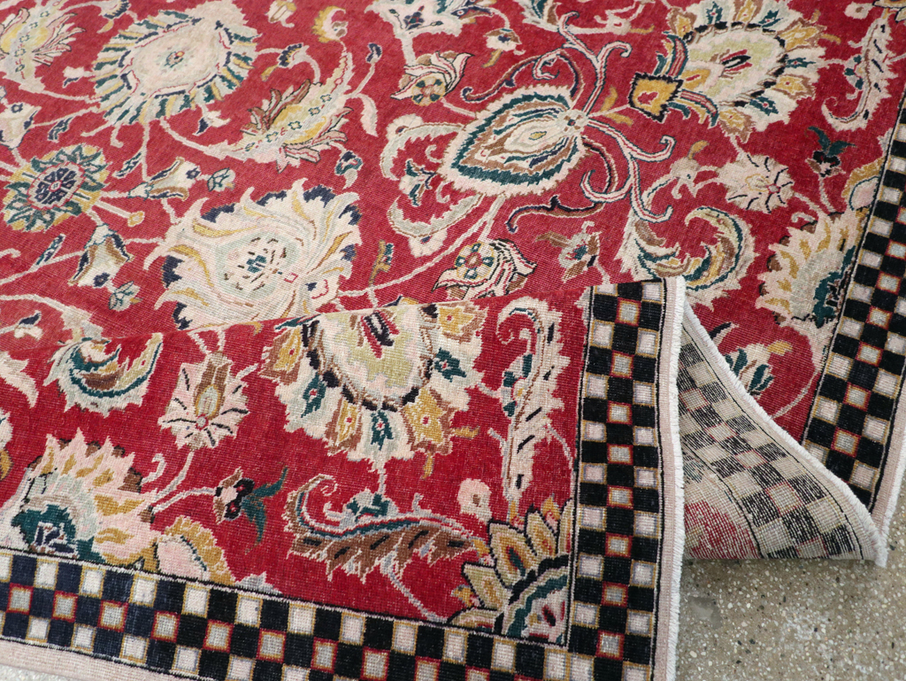 Vintage Persian Tabriz Room Size Carpet, No.31034 - Staging