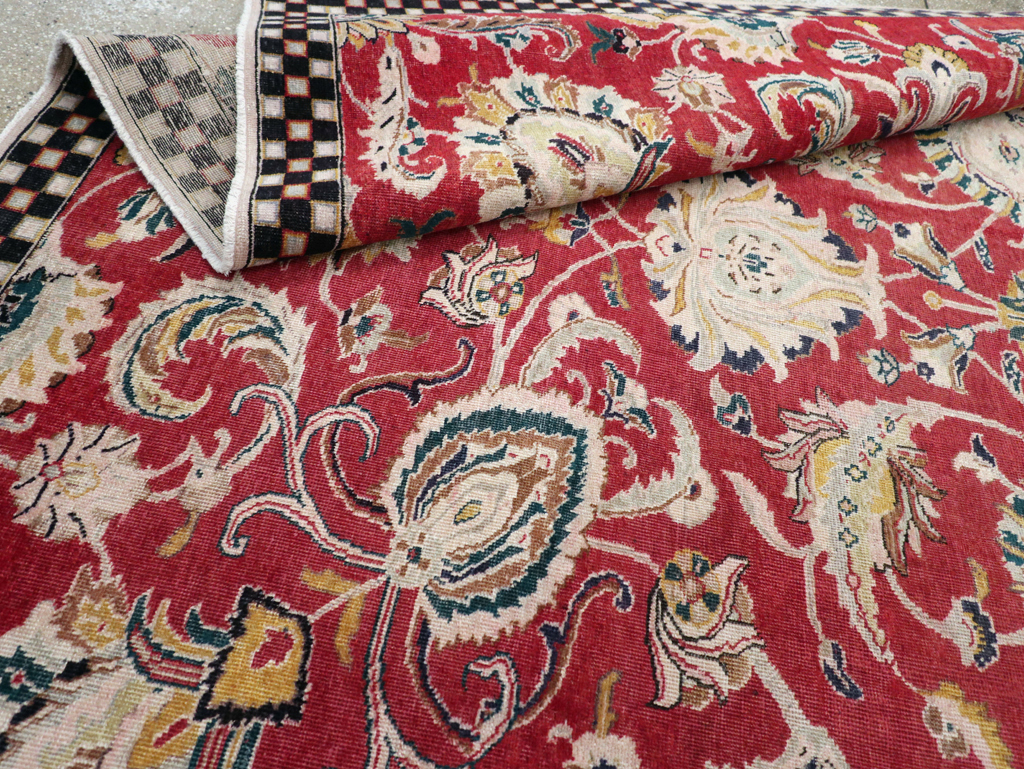 Vintage Persian Tabriz Room Size Carpet, No.31034 - Staging