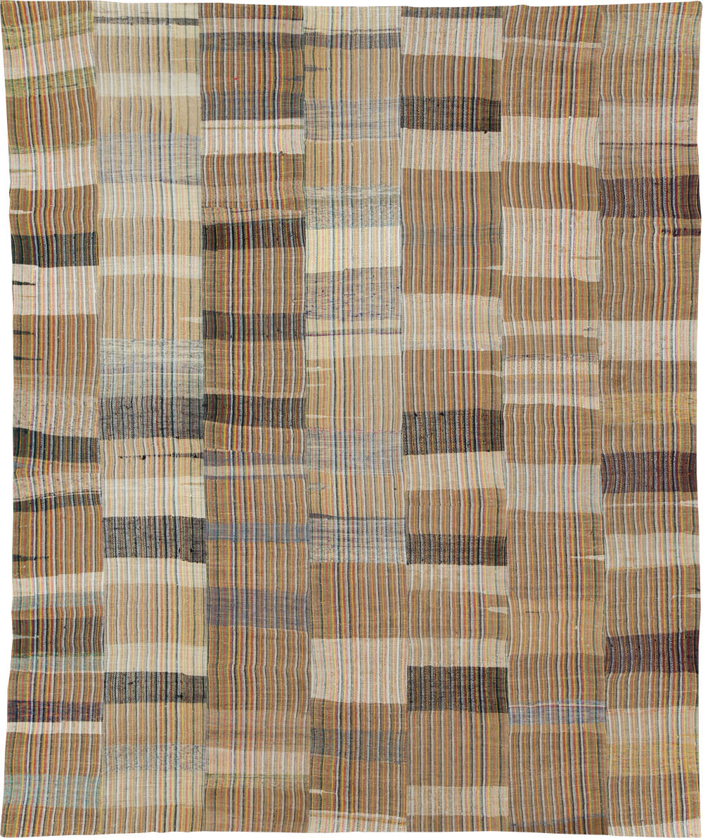 Vintage Turkish Flatweave Kilim Room Size Carpet, No.31044 - Staging