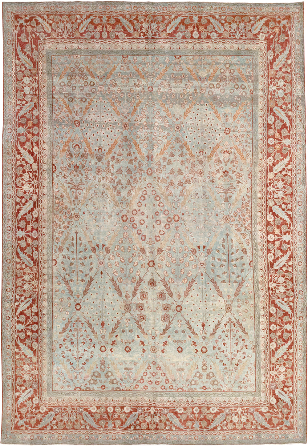 Antique Persian Tabriz Room Size Carpet, No.31063 - Staging