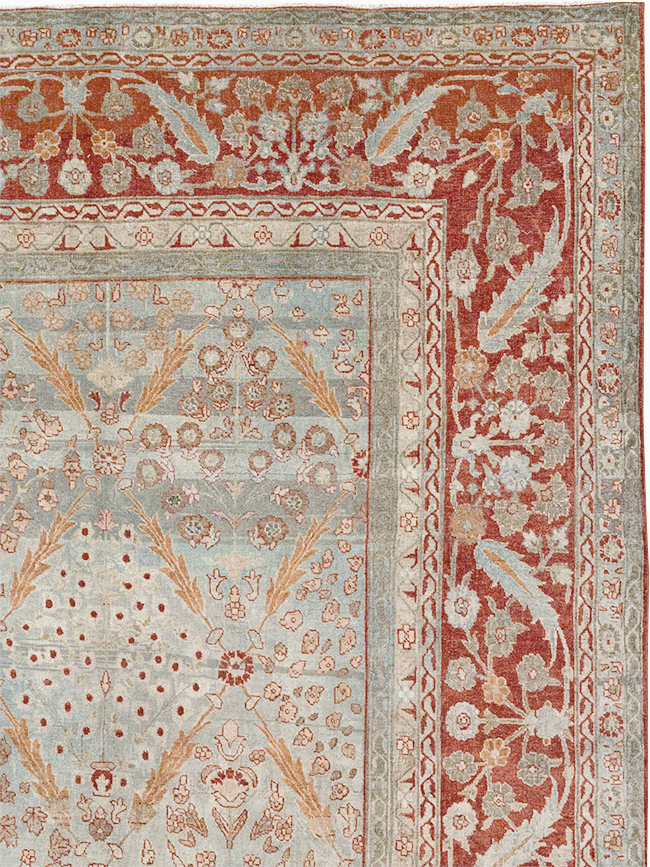 Antique Persian Tabriz Room Size Carpet, No.31063 - Staging
