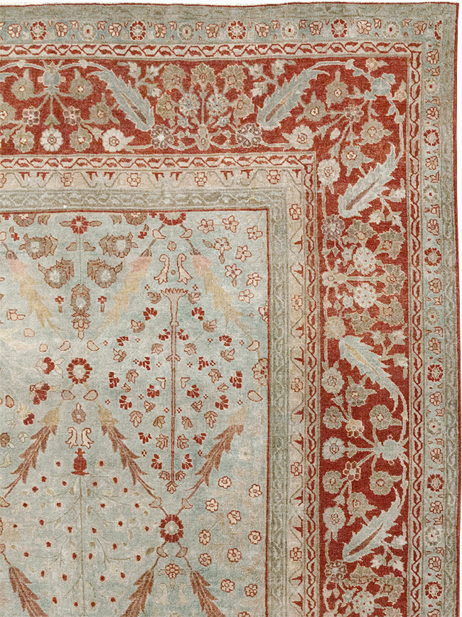 Antique Persian Tabriz Room Size Carpet, No.31063 - Staging