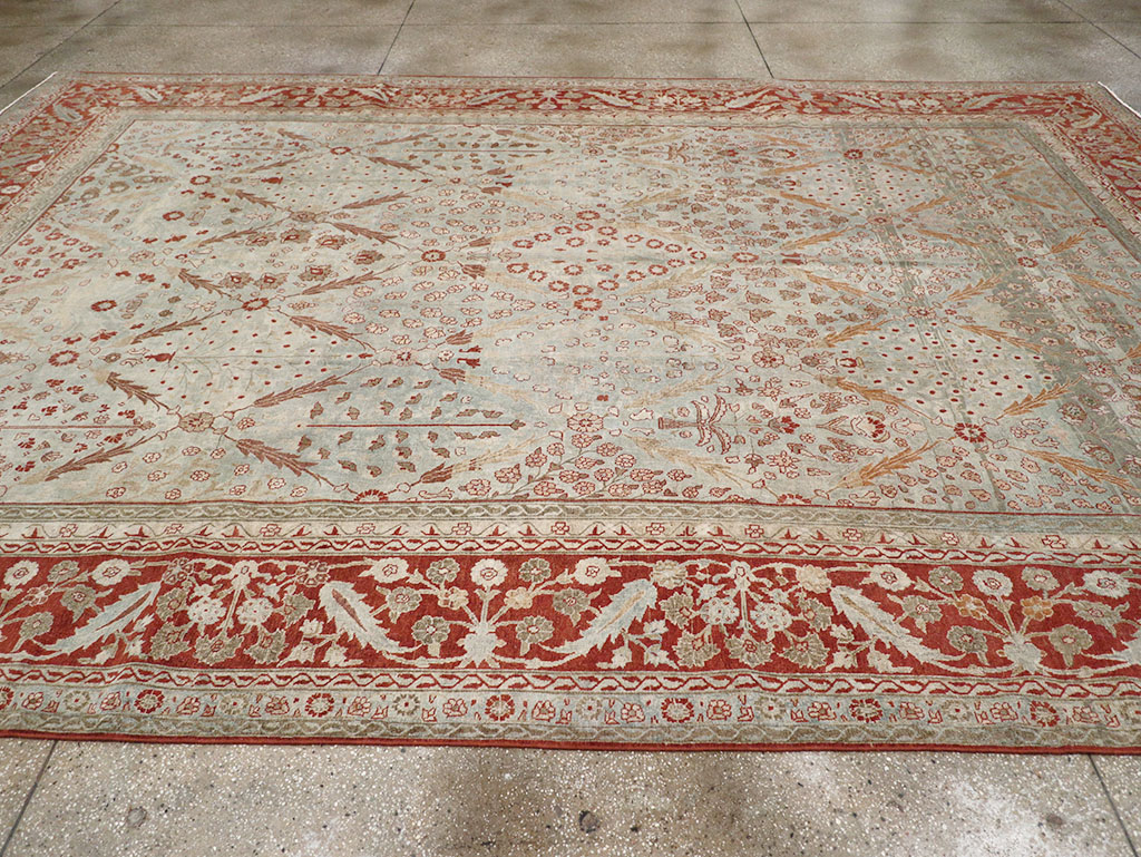 Antique Persian Tabriz Room Size Carpet, No.31063 - Staging