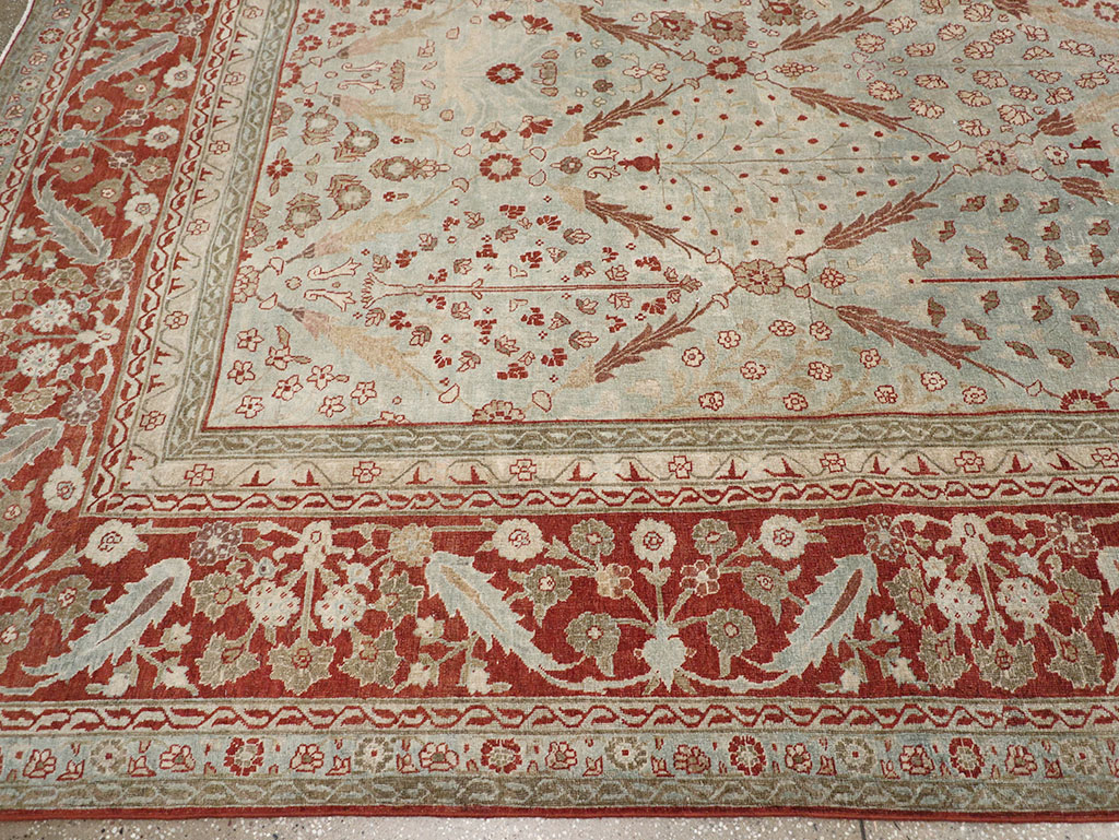 Antique Persian Tabriz Room Size Carpet, No.31063 - Staging