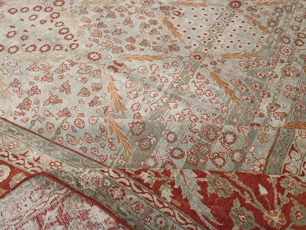Antique Persian Tabriz Room Size Carpet, No.31063 - Staging