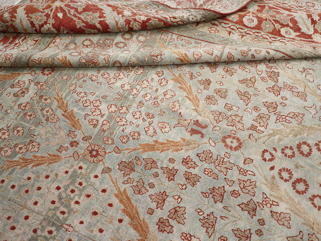 Antique Persian Tabriz Room Size Carpet, No.31063 - Staging