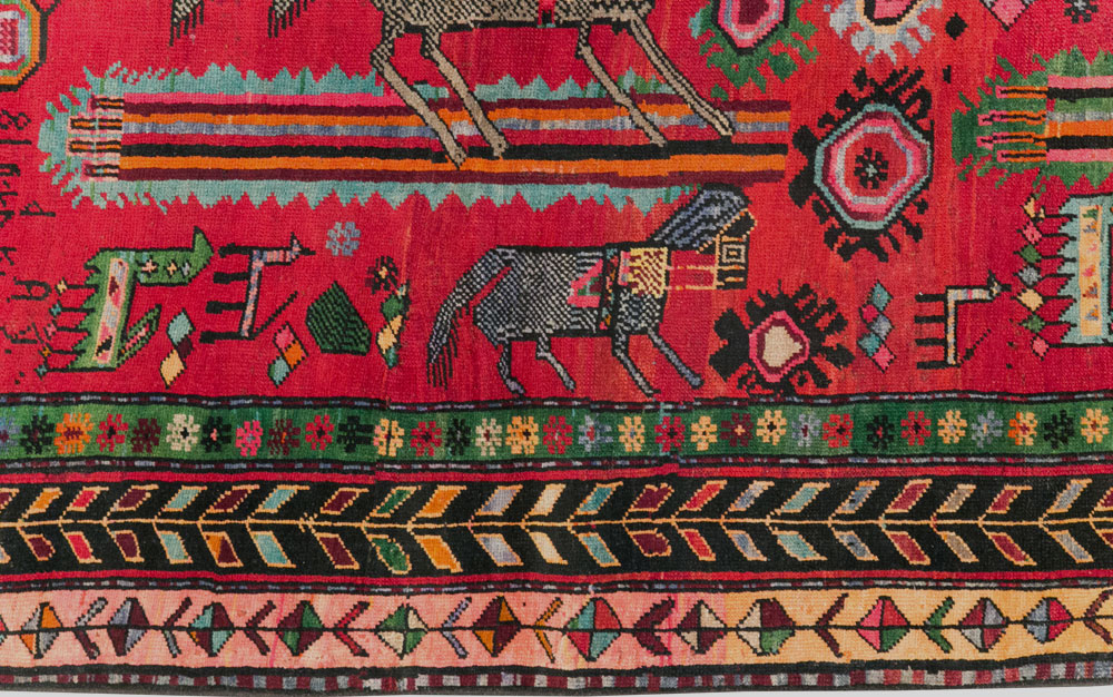 Vintage Caucasian Karabagh Pictorial Rug, No.31068 - Staging