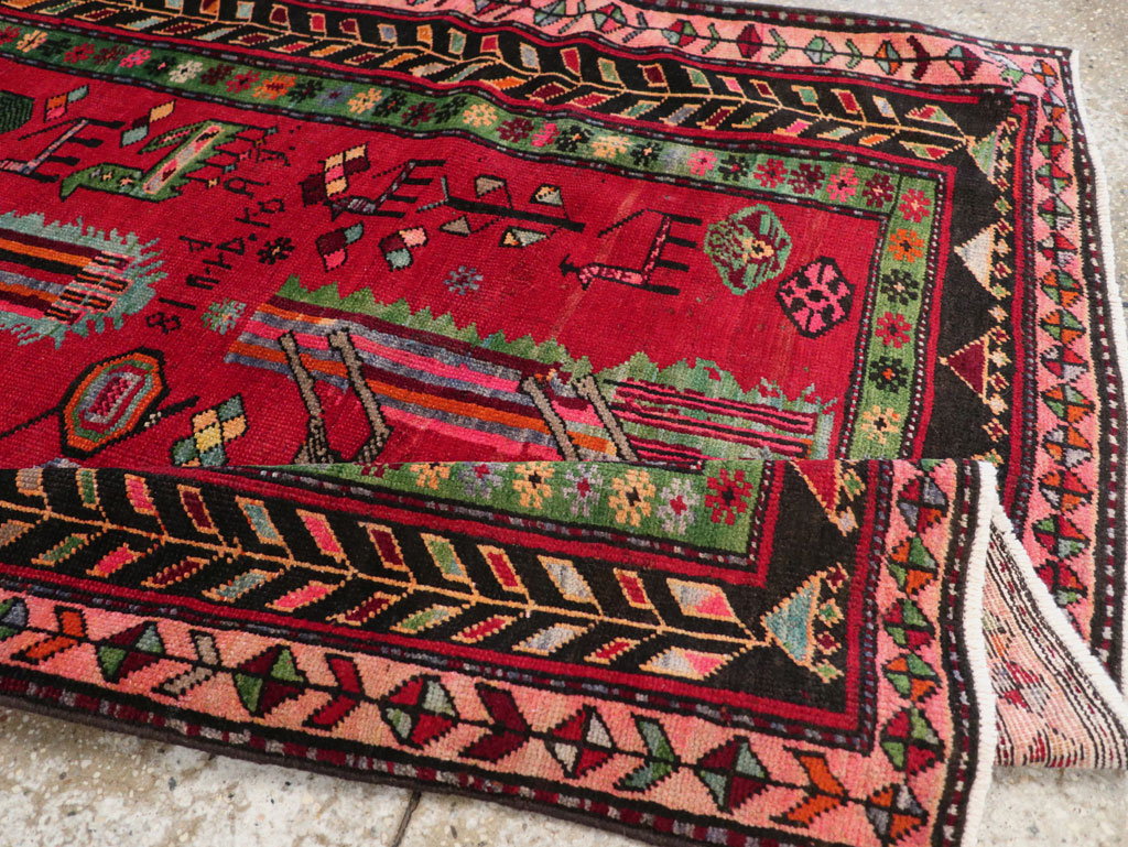 Vintage Caucasian Karabagh Pictorial Rug, No.31068 - Staging