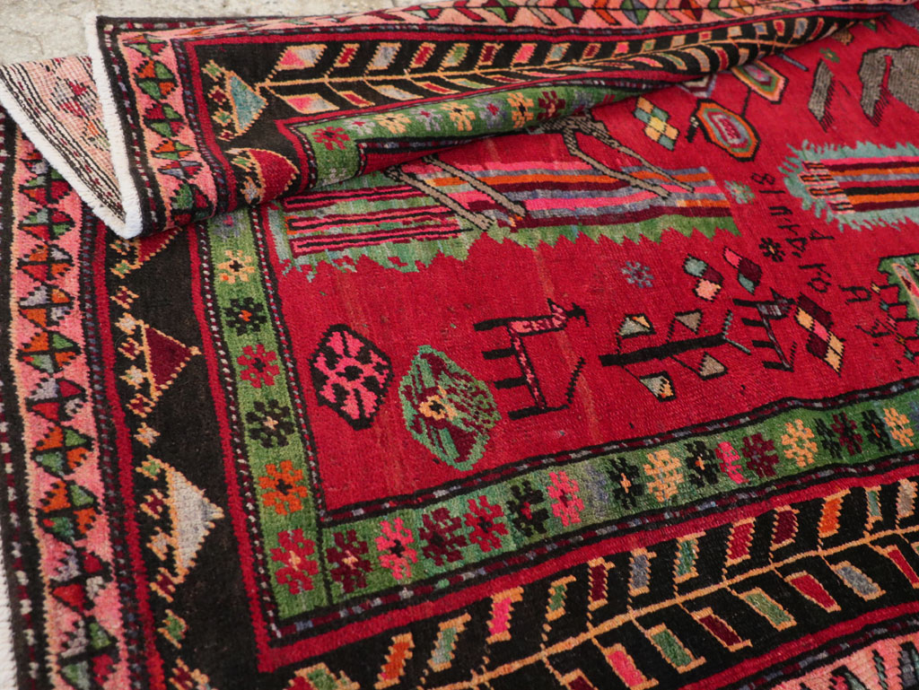 Vintage Caucasian Karabagh Pictorial Rug, No.31068 - Staging