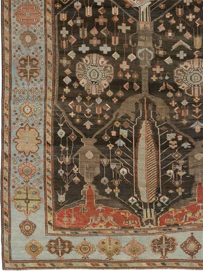 Antique Persian Bakhtiari Large Room Size Carpet, No.31078 - Staging