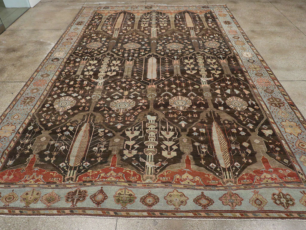 Antique Persian Bakhtiari Large Room Size Carpet, No.31078 - Staging