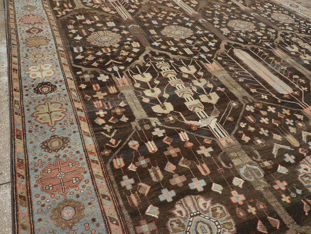 Antique Persian Bakhtiari Large Room Size Carpet, No.31078 - Staging