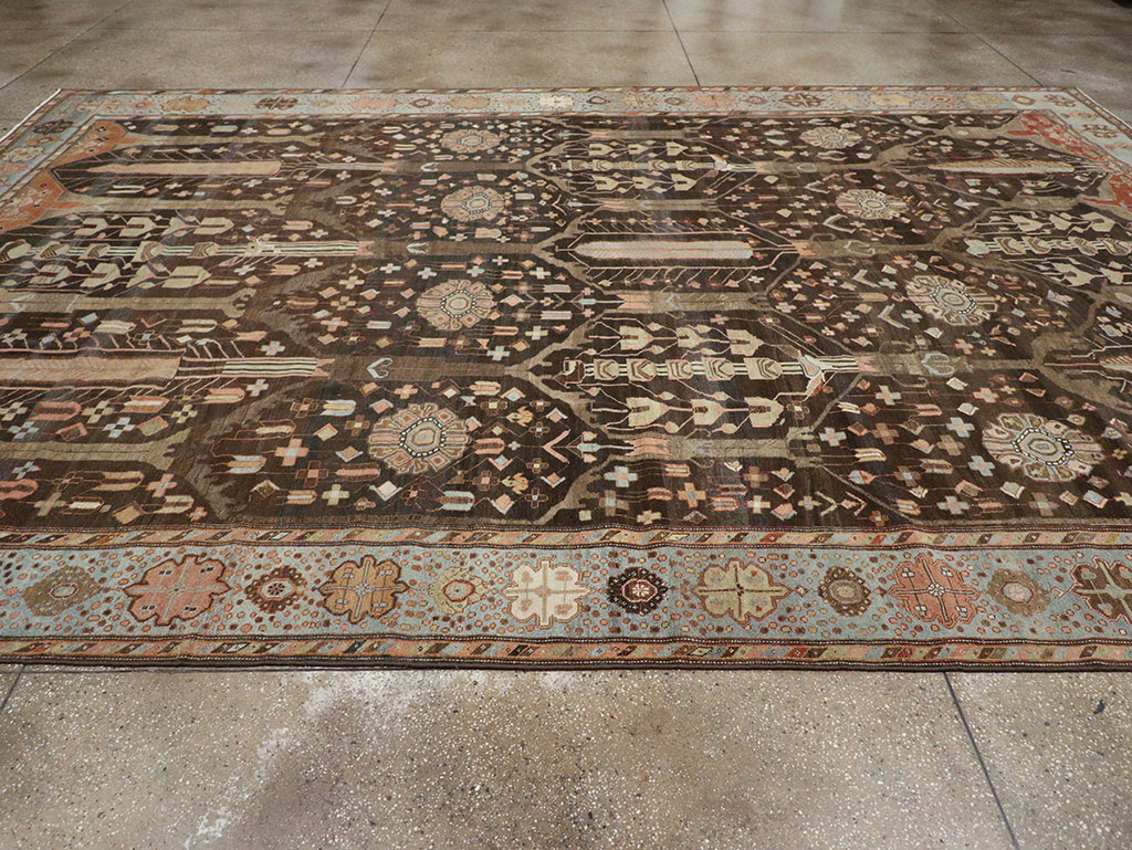 Antique Persian Bakhtiari Large Room Size Carpet, No.31078 - Staging