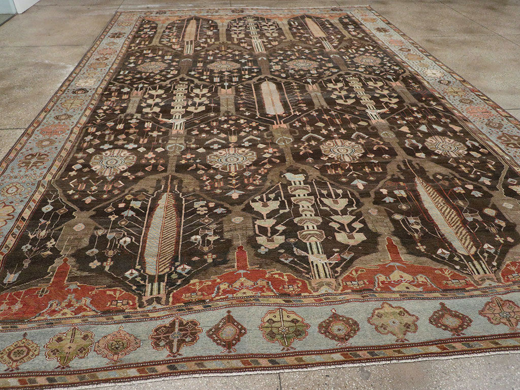 Antique Persian Bakhtiari Large Room Size Carpet, No.31078 - Staging