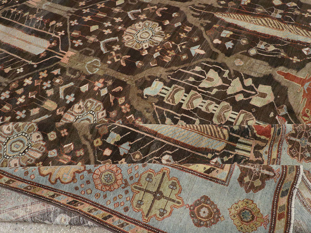 Antique Persian Bakhtiari Large Room Size Carpet, No.31078 - Staging