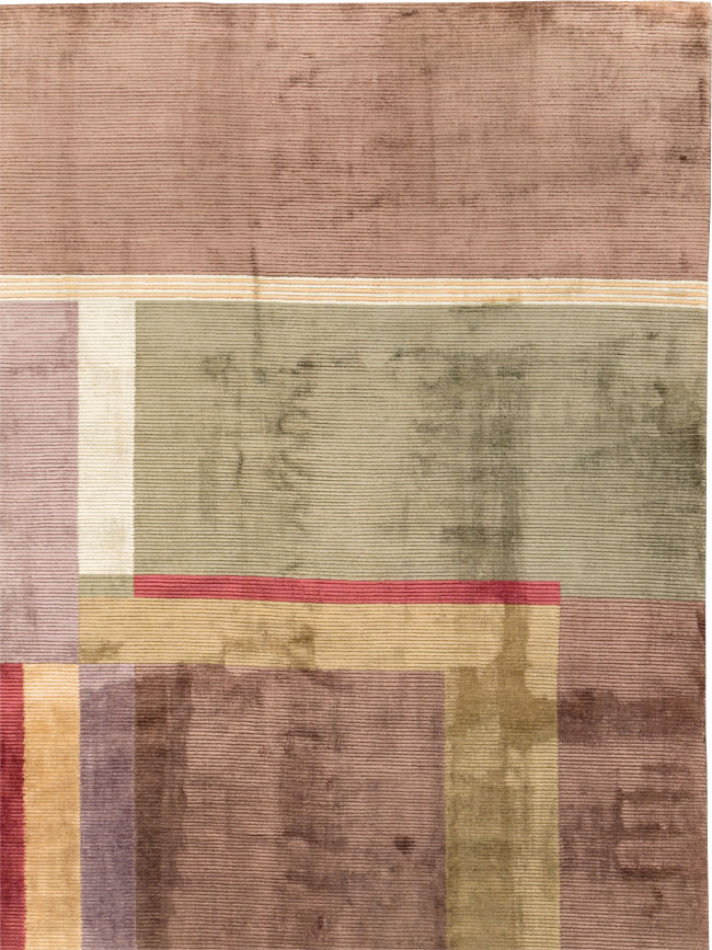 Contemporary Indian Art Deco Style Large Room Size Carpet, No.31079 - Staging