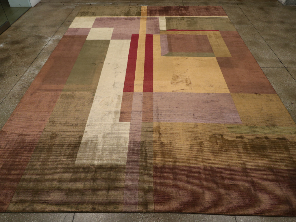 Contemporary Indian Art Deco Style Large Room Size Carpet, No.31079 - Staging