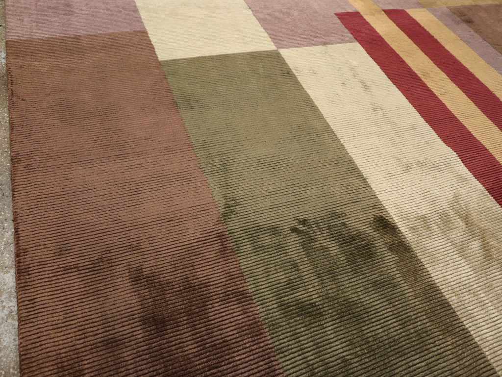 Contemporary Indian Art Deco Style Large Room Size Carpet, No.31079 - Staging