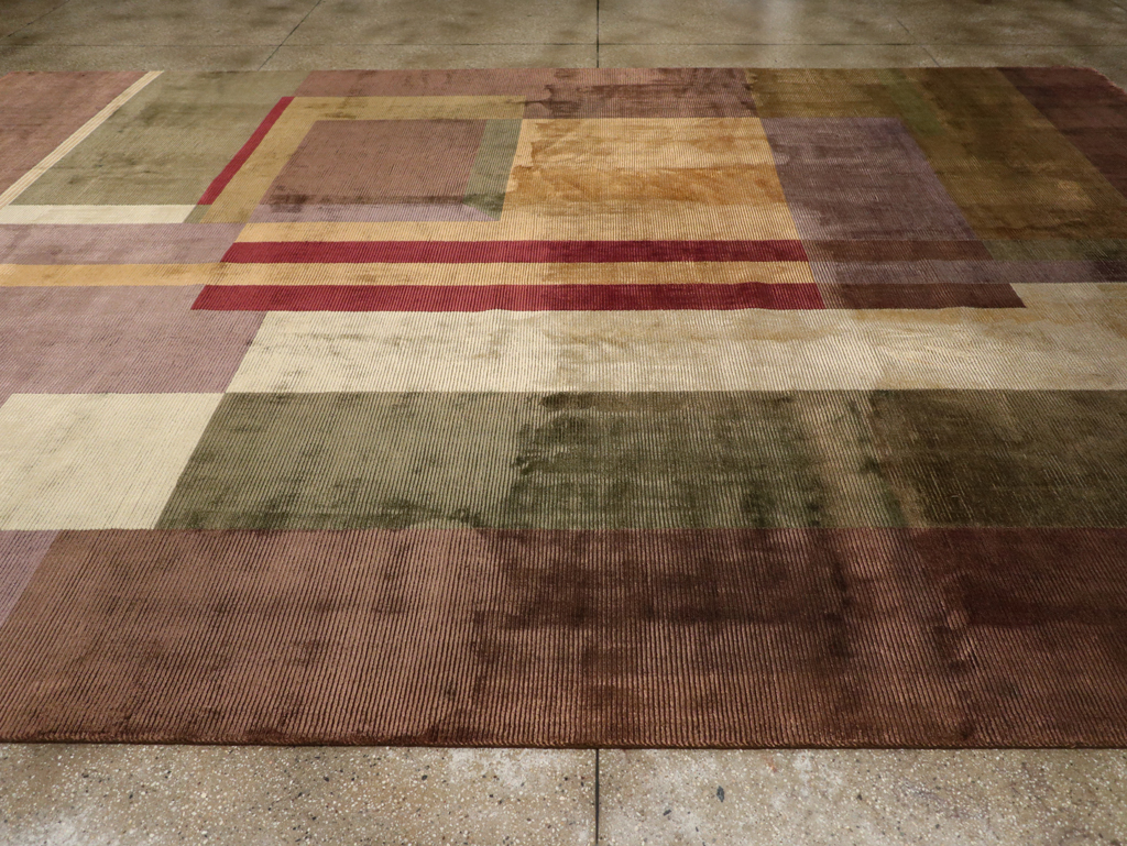 Contemporary Indian Art Deco Style Large Room Size Carpet, No.31079 - Staging