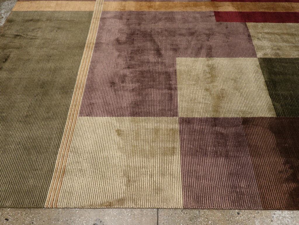 Contemporary Indian Art Deco Style Large Room Size Carpet, No.31079 - Staging