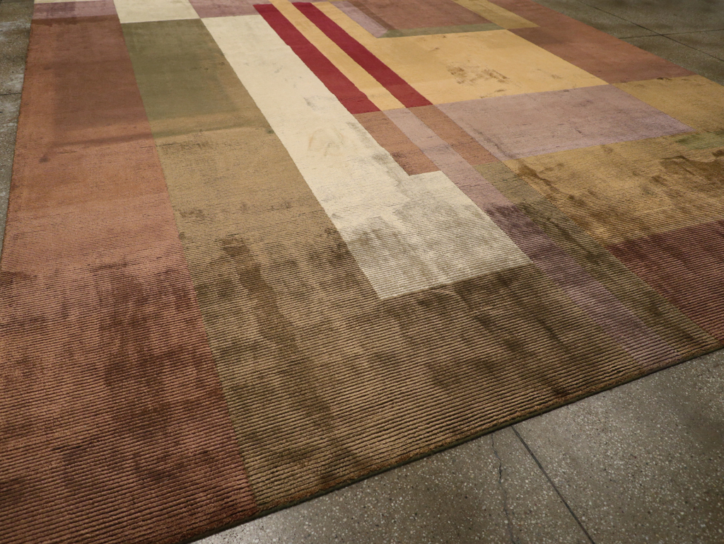 Contemporary Indian Art Deco Style Large Room Size Carpet, No.31079 - Staging