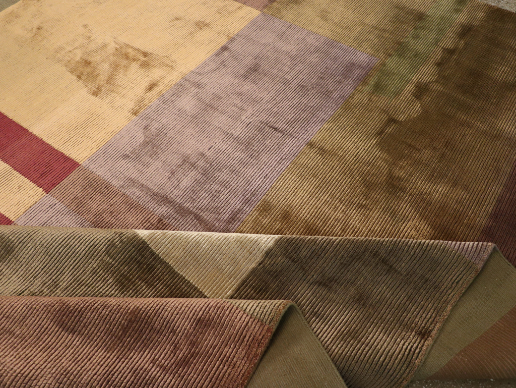 Contemporary Indian Art Deco Style Large Room Size Carpet, No.31079 - Staging