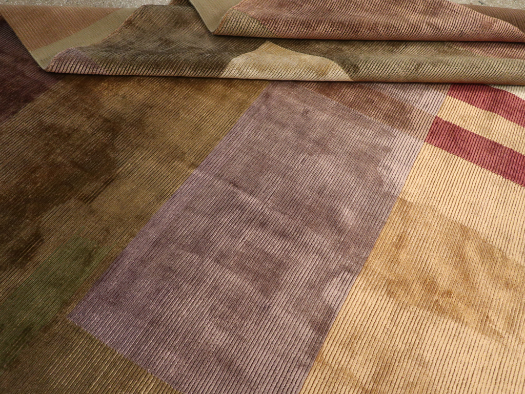 Contemporary Indian Art Deco Style Large Room Size Carpet, No.31079 - Staging