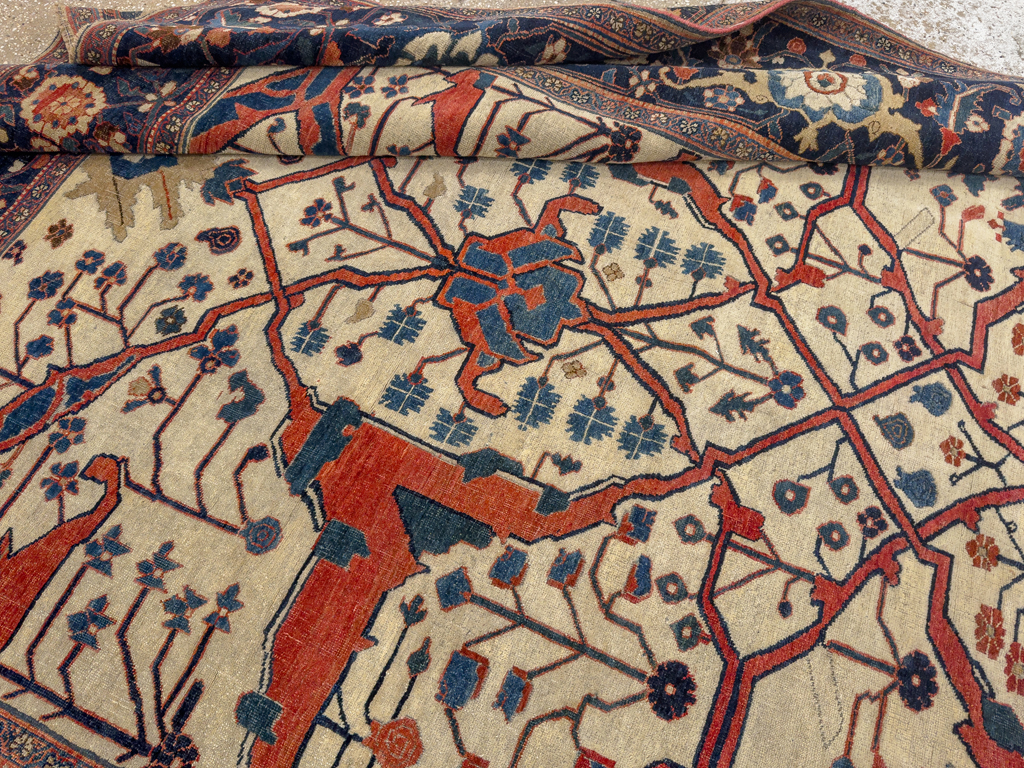 Antique Persian Bidjar Room Size Carpet, No.31081 - Staging