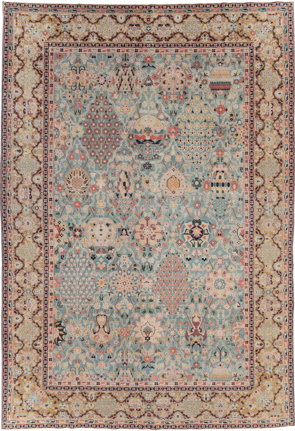 Vintage Persian Tabriz Small Room Size Carpet, No.31084 - Staging