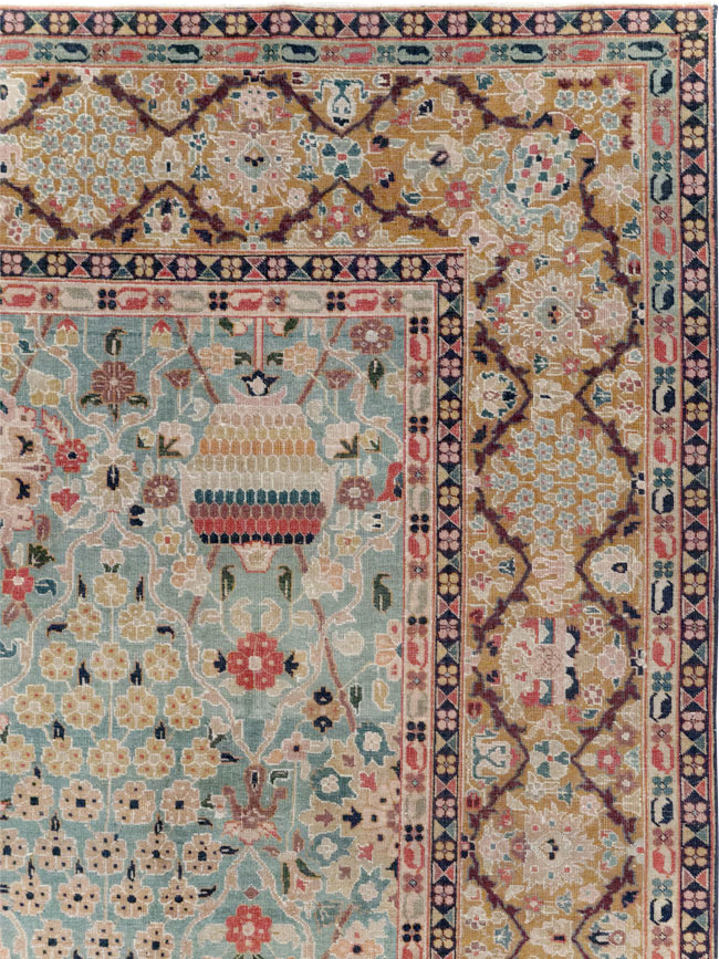 Vintage Persian Tabriz Small Room Size Carpet, No.31084 - Staging