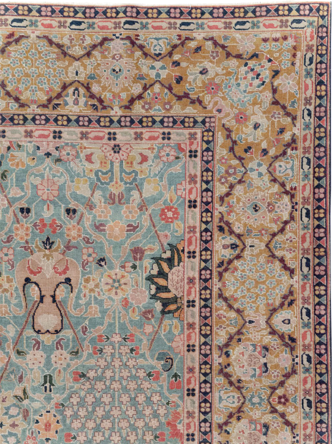 Vintage Persian Tabriz Small Room Size Carpet, No.31084 - Staging