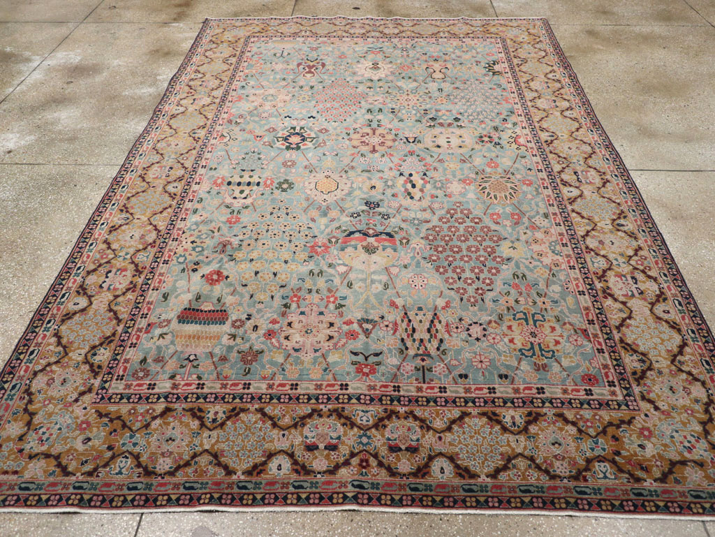 Vintage Persian Tabriz Small Room Size Carpet, No.31084 - Staging